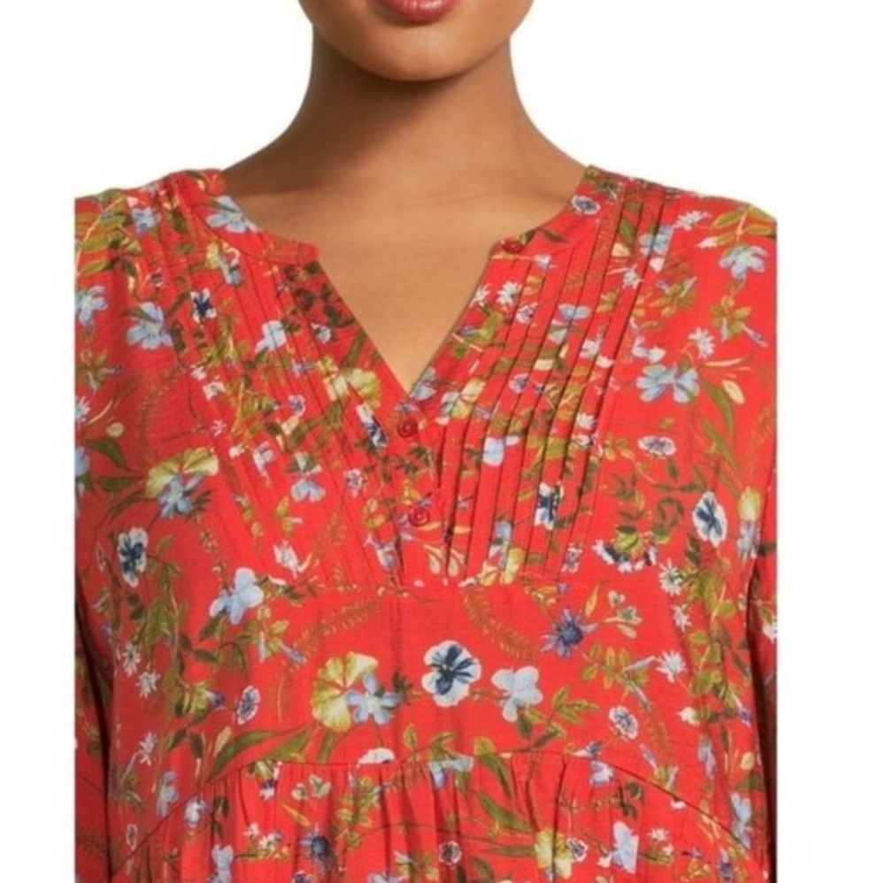 Terra & Sky Orange Floral Dress 24/26 - Picture 2 of 8